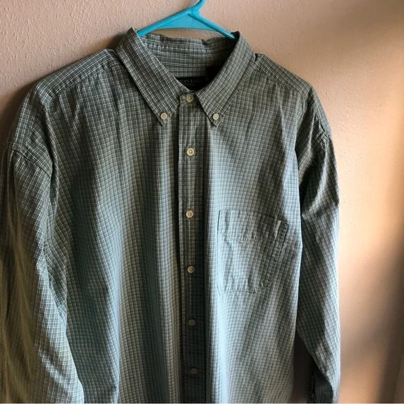 American Eagle Outfitters Casual Green/Navy/Cream Plaid Button-down Shirt. Large - Picture 7 of 12